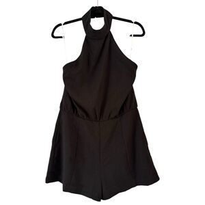 NWOT Lulu’s Black High Neck Pleated Blouson Dressy Romper Women’s Size XL